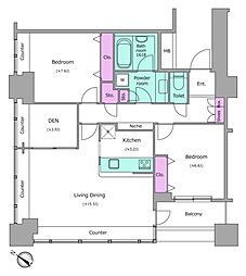 JR山手線 大塚駅 徒歩9分の賃貸マンション 15階2SLDKの間取り