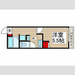 グレイスミロ高砂 1階1Kの間取り