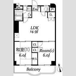 小山ステーションヒルズ 2LDKの間取図画像