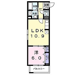 ドゥー・アヴェニール 2階1LDKの間取り