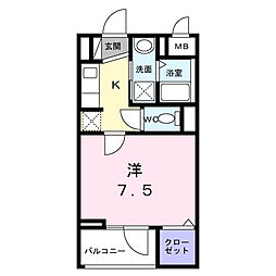 ドゥー・アヴェニール 3階1Kの間取り