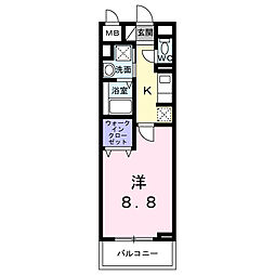 ドゥー・アヴェニール 3階1Kの間取り