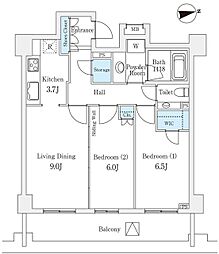 グレンパーク駒場EAST 2LDKの間取図画像