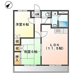 グリーンワイズ 2階2LDKの間取り