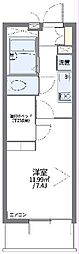 レオパレスRINA 1Kの間取図画像