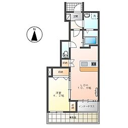 フリージア 1階1LDKの間取り