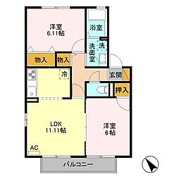 コーポマリーナB 2LDKの間取図画像