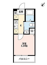 Ciel前野町 1Kの間取図画像