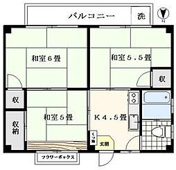 豊ビル 3階3Kの間取り
