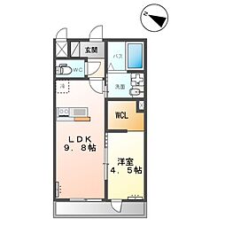 仮）阿見町よしわら新築アパート 2階1LDKの間取り