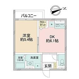 クロレ南流山VI 3階1DKの間取り