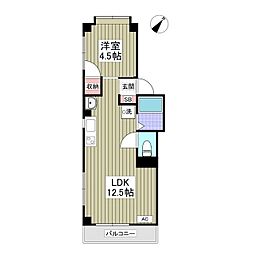 東武東上線 上福岡駅 徒歩13分の賃貸マンション 1階1LDKの間取り