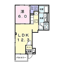 カーサバレンシア多米西町 1階1LDKの間取り