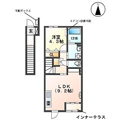 東武東上線 朝霞駅 徒歩4分の賃貸アパート 2階1LDKの間取り