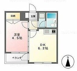 京王線 府中駅 徒歩5分の賃貸マンション 3階1DKの間取り