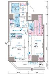 JR山手線 新大久保駅 徒歩2分の賃貸マンション 11階1LDKの間取り