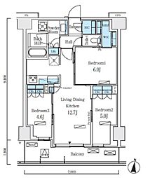 東京メトロ南北線 志茂駅 徒歩8分の賃貸マンション 3階3LDKの間取り