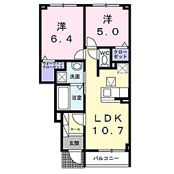 プレッソ高崎Ｄ 1階2LDKの間取り