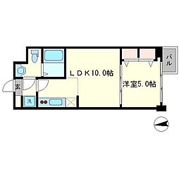 プラネシア烏丸御池 4階1LDKの間取り