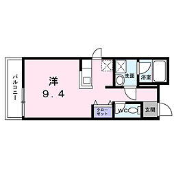 ティアラグレイス 4階ワンルームの間取り