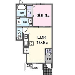 ミルト・ラフレシール 1階1LDKの間取り