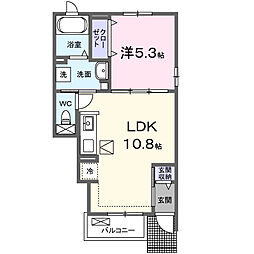 西武拝島線 西武立川駅 徒歩20分の賃貸アパート 1階1LDKの間取り