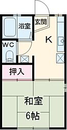 ニューシティ・ベル 1階1Kの間取り