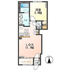 つくばエクスプレス つくば駅 5.1kmの賃貸アパート 1階1LDKの間取り