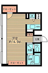 東京メトロ南北線 東大前駅 徒歩4分の賃貸マンション 7階ワンルームの間取り