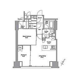 レキシントンスクエア白金高輪 11階2LDKの間取り