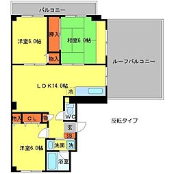 北大阪急行電鉄 千里中央駅 徒歩16分の賃貸マンション 6階3LDKの間取り