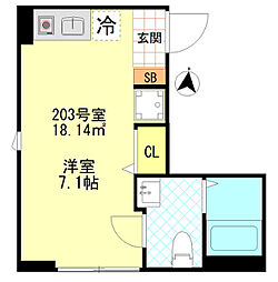 JR常磐線 三河島駅 徒歩5分の賃貸アパート 2階ワンルームの間取り