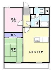 名鉄名古屋本線 知立駅 徒歩7分の賃貸マンション 2階2LDKの間取り