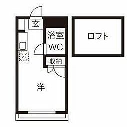 グリーンヒルズ弐番館 2階ワンルームの間取り