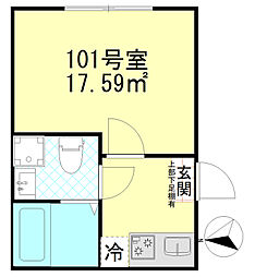 グランドアイランド蒲田 1階1Kの間取り
