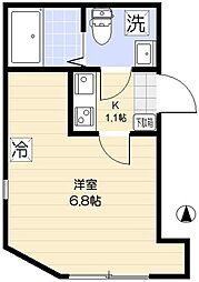日暮里舎人ライナー 西新井大師西駅 徒歩7分の賃貸アパート 2階1Kの間取り