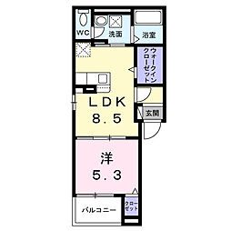 JR横須賀線 東逗子駅 徒歩10分の賃貸アパート 2階1LDKの間取り