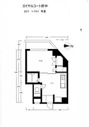 京王線 府中駅 徒歩5分の賃貸マンション 4階1DKの間取り