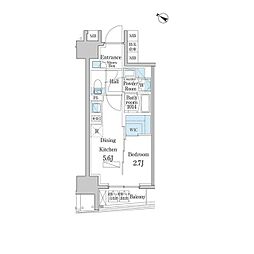 東京メトロ半蔵門線 水天宮前駅 徒歩3分の賃貸マンション 7階1DKの間取り