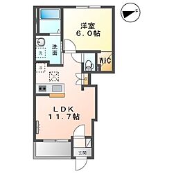 木更津市高柳字西ノ谷新築アパート 1階1LDKの間取り
