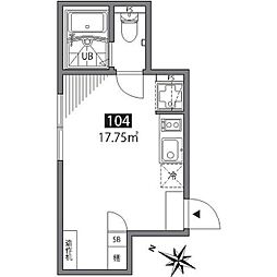 京王線 明大前駅 徒歩5分の賃貸アパート 1階ワンルームの間取り
