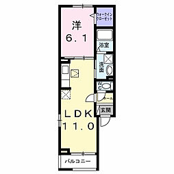 フェリシダ 1階1LDKの間取り