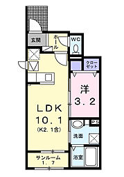 アルドーレ 1階1LDKの間取り