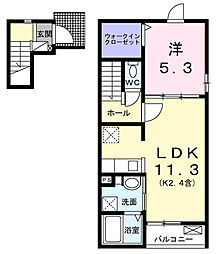 アルドーレ 2階1LDKの間取り