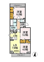 日暮里舎人ライナー 舎人駅 徒歩8分の賃貸アパート 2階3LDKの間取り