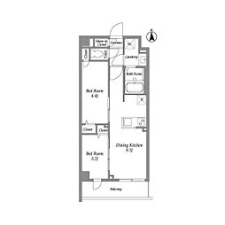 西武新宿線 西武新宿駅 徒歩3分の賃貸マンション 2階2DKの間取り
