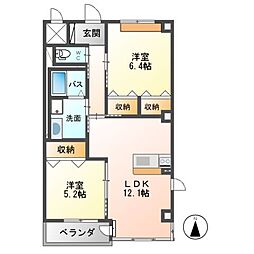 グランドール 2階2LDKの間取り