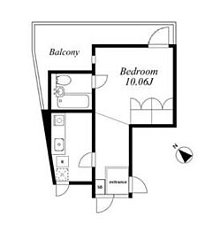 京王線 初台駅 徒歩9分の賃貸マンション 4階1Kの間取り