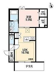 東武東上線 上板橋駅 徒歩14分の賃貸マンション 1階1LDKの間取り
