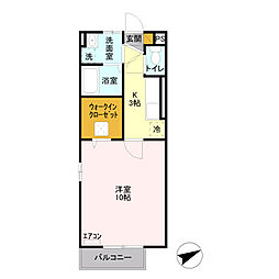 SUNSHINE BELL 1階1Kの間取り